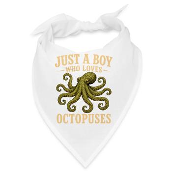 Just A Boy Who Loves Octopuses - Bandana - Weiß - Vorne