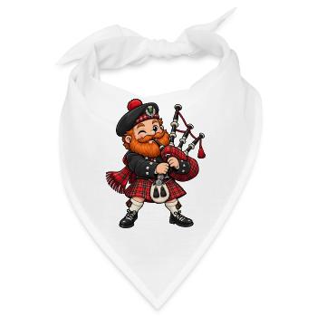 Schotte mit Dudelsack Kawaii Style – Kilt - Bandana - Weiß - Vorne