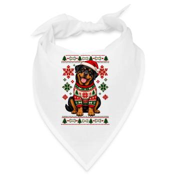 Weihnachtshund im SkandiPullover - Bandana - Weiß - Vorne
