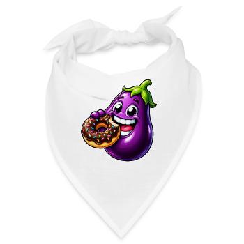 Aubergine Süß Cartoon Keks Nachtisch - Bandana - Weiß - Vorne