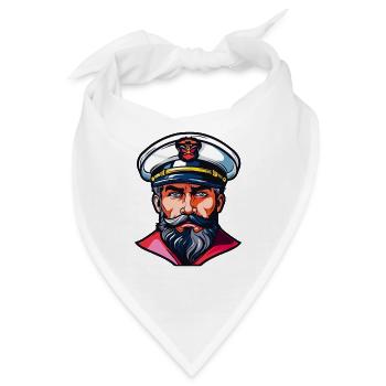 Kapitän mit weißem Uniformhut - Bandana - Weiß - Vorne