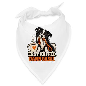 Erst Kaffee, Dann Gassi Hundemotiv - Bandana - Weiß - Vorne