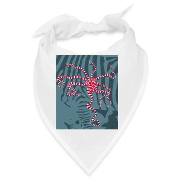 Rot Weißer Oktopus - Bandana - Weiß - Vorne
