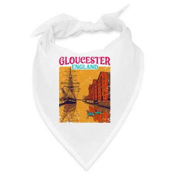 Gloucester England Retro City Travel Poster - Bandana - Weiß - Vorne