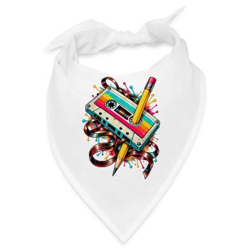 Retro Kassetten-Kunststift-Splash - Bandana - Weiß - Vorne