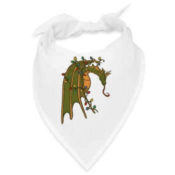 Drache mit Weihnachtslichtern - Bandana - Weiß - Vorne