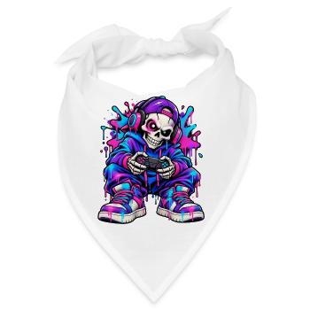 Neon-Graffiti-Gamer-Skelett – Gamer-Geschenk - Bandana - Weiß - Vorne