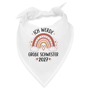 Große Schwester 2027 Boho Regenbogen - Bandana - Weiß - Vorne