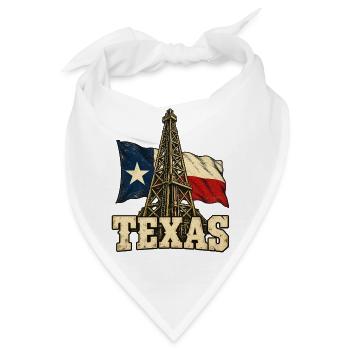 Texas Fahne und Bohrturm - Bandana - Weiß - Vorne