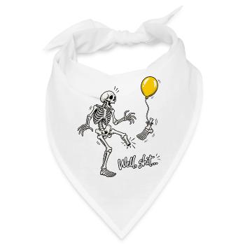 Tja, Scheiße, Skelett, fliegender Fuß, gelber Ballon-Meme - Bandana - Weiß - Vorne