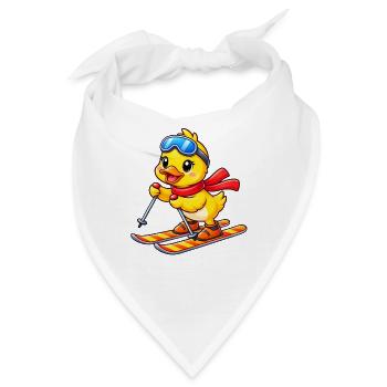Süße Ente Skifahrer Cartoon Wintersport - Bandana - Weiß - Vorne