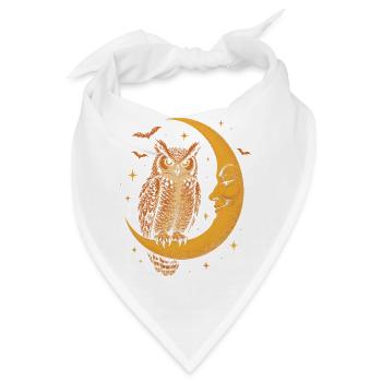 Die Eule auf der Mondsichel - Bandana - Weiß - Vorne