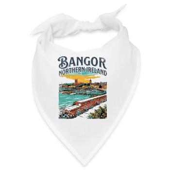 Bangor Northern Ireland Coastal City Skyline - Bandana - Weiß - Vorne