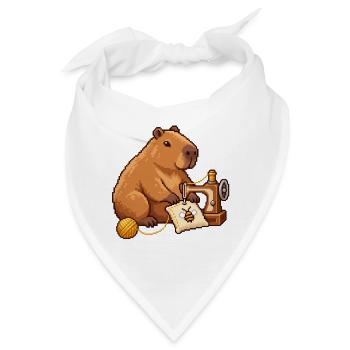 Capybara Pixel Art Designerin – Näherin - Bandana - Weiß - Vorne