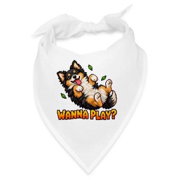 Will to Play Cute Pixel Art Puppy – verspielter Hund - Bandana - Weiß - Vorne