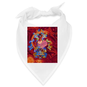 Herz und Blüten mit feurig rotem Hintergrund - Bandana - Weiß - Vorne