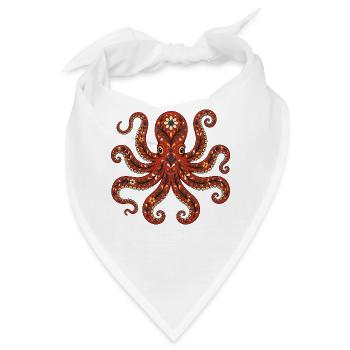 Folk Art Octopus - Bandana - Weiß - Vorne