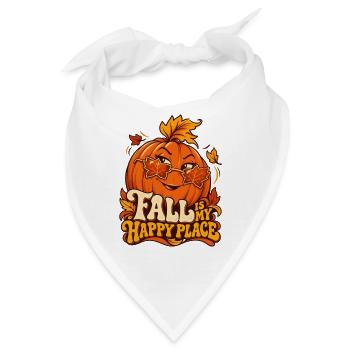 Fall Is My Happy Place – Kürbis T-Shirt  - Bandana - Weiß - Vorne