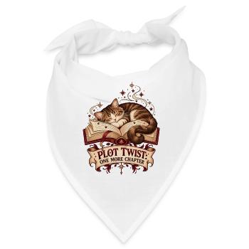 Bücherkater – Katze & Bücher T-Shirt  - Bandana - Weiß - Vorne