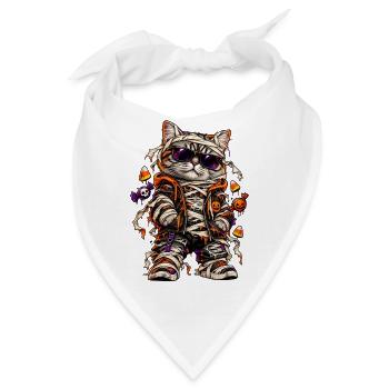 Halloween Mumienkatze mit Süßkram - Bandana - Weiß - Vorne