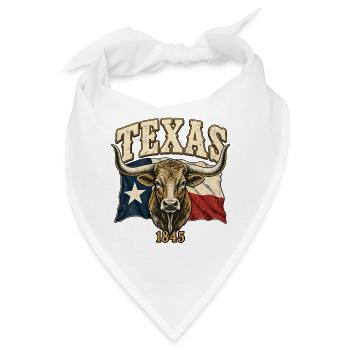 Texas Longhorn Flag Emblem 1845 - Bandana - Weiß - Vorne
