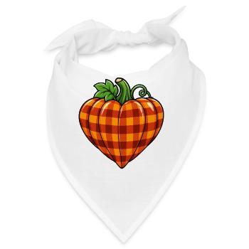 Kürbisherz im Karomuster - Bandana - Weiß - Vorne