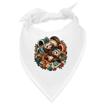 Herbstliche Otterfreunde Kuschelduo - Bandana - Weiß - Vorne
