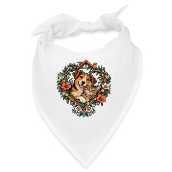 Tierfreunde im Blumenherz - Bandana - Weiß - Vorne
