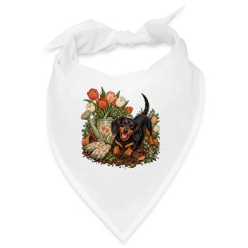 Garten-Dackel Tulpenliebe - Bandana - Weiß - Vorne