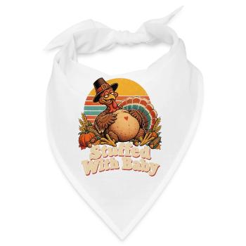 Thanksgiving Stuffed With Baby Truthahn Retro - Bandana - Weiß - Vorne