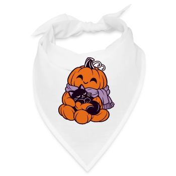 Kuschelpumpkin Katze im Herbst - Bandana - Weiß - Vorne
