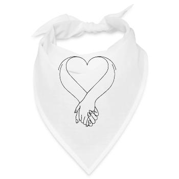 Zwei Hände händchen halten mit Herz holding hands - Bandana - Weiß - Vorne