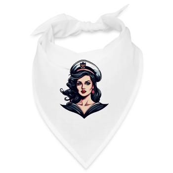 Matrosin mit Mütze Retro Portrait - Bandana - Weiß - Vorne