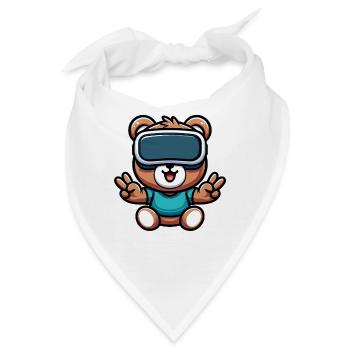 Bär Süß Comic Cartoon VR Virtual Reality - Bandana - Weiß - Vorne