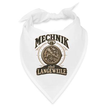 Mechnik statt Langeweile Uhrwerkdesign Uhrenfans - Bandana - Weiß - Vorne