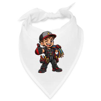 Elektriker Kawaii Style – Süßes Handwerkermotiv - Bandana - Weiß - Vorne
