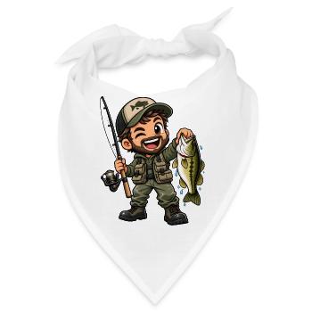 Angler Kawaii Style – Süßes Angelmotiv - Bandana - Weiß - Vorne