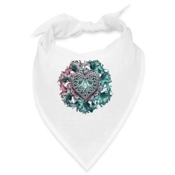  Keltisches Herz Mit Blumen Und Verschlungenen - Bandana - Weiß - Vorne