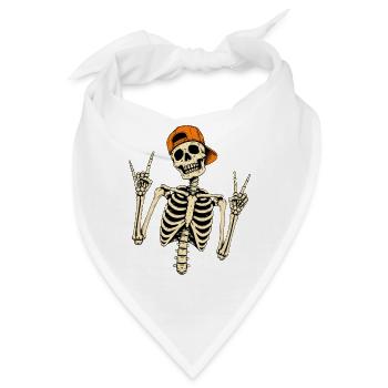 Skelettrocker mit oranger Kappe Halloween - Bandana - Weiß - Vorne