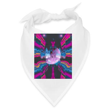 Neon Muster mit Mond und Adler im Zentrum - Bandana - Weiß - Vorne