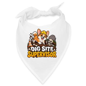 Baugrubenchef Hund - Bandana - Weiß - Vorne