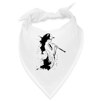 Zeichnung Flötistin - Bandana - Weiß - Vorne