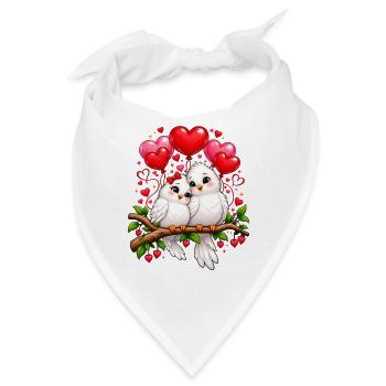Süße Vögel Pärchen Liebe Valentinstag  - Bandana - Weiß - Vorne