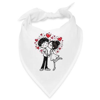 Pärchen Kuss Liebe Valentinstag Paar Geschenk - Bandana - Weiß - Vorne