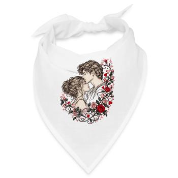 Liebespaar Rosen Valentinstag Romantik Pärchen - Bandana - Weiß - Vorne