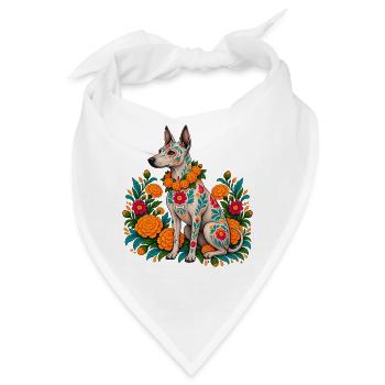 Dia De Los Muertos Hundeskelett Sugarskull - Bandana - Weiß - Vorne