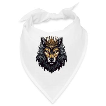Wolf Kopf mit Krone - Bandana - Weiß - Vorne