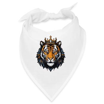Tiger Kopf mit Krone - Bandana - Weiß - Vorne