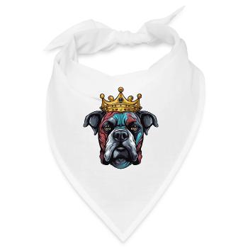 Hund Kopf mit Krone Bunt - Bandana - Weiß - Vorne