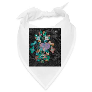 Rosa Herz umgeben von Frühlingsblumen  - Bandana - Weiß - Vorne